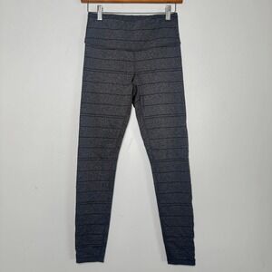 Prana Yoga Leggings Womens Small Gray Striped High Rise Activewear Workout Pants